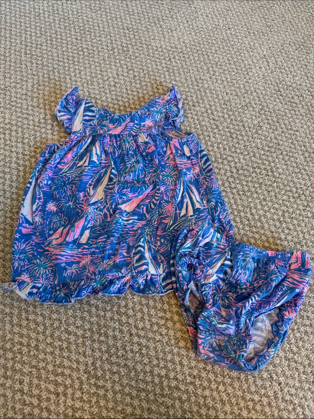 Lilly Pulitzer Blue & Pink Sailboat Print Baby Set